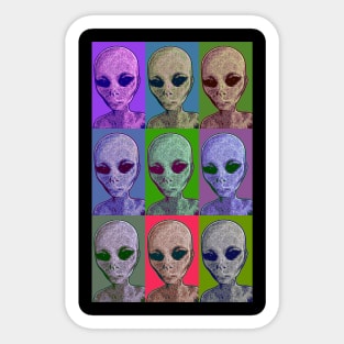 Alien Heads Pop Art Sticker